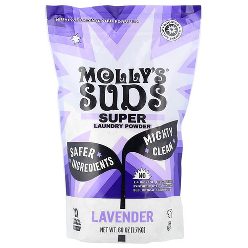 <img alt="Mollys Suds, Super Laundry Powder, Lavender, 60 Loads, 60 oz (1.7 kg)" title="Mollys Suds, Super Laundry Powder, Lavender, 60 Loads, 60 oz (1.7 kg),852835006487"