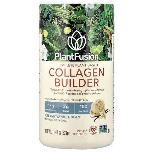 <img alt="PlantFusion, Complete Plant-Based Collagen Builder, Creamy Vanilla Bean, 11.43 oz (324 g)" title="PlantFusion, Complete Plant-Based Collagen Builder, Creamy Vanilla Bean, 11.43 oz (324 g),890985001303"