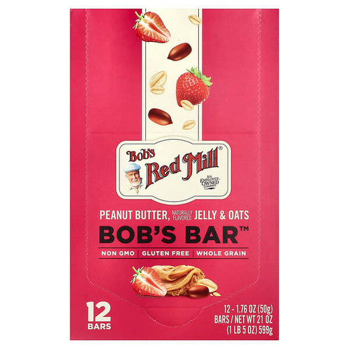 <img alt="Bobs Red Mill, Bobs Bar, Peanut Butter, Jelly & Oats, 12 Bars, 1.76 oz (50 g) Each" title="Bobs Red Mill, Bobs Bar, Peanut Butter, Jelly & Oats, 12 Bars, 1.76 oz (50 g) Each,039978009029"