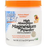 Docs Best, High Absorption Magnesium Powder 100% Chelated with Albion Minerals, Peach Flavored, 12.3 oz (347 g)