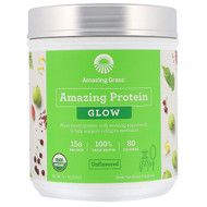 Amazing Grass, Organic Amazing Protein with Biotin, Glow, Unflavored, 11.1 oz (315 g)