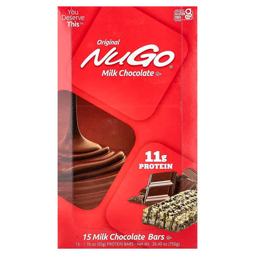 <img alt="NuGo Nutrition, Original Protein Bar, Milk Chocolate, 15 Bars, 1.76 oz (50 g) Each" title="NuGo Nutrition, Original Protein Bar, Milk Chocolate, 15 Bars, 1.76 oz (50 g) Each,691535501034"
