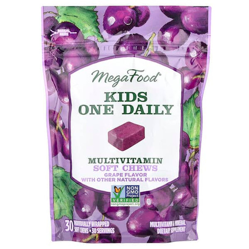 <img alt="MegaFood, Kids One Daily, Multivitamin Soft Chews, Grape, 30 Individually Wrapped Soft Chews" title="MegaFood, Kids One Daily, Multivitamin Soft Chews, Grape, 30 Individually Wrapped Soft Chews,051494103746"
