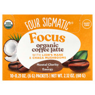 <img alt="Four Sigmatic, Focus, Organic Coffee Latte with Lions Mane & Chaga Mushrooms, 10 Packets, 0.21 oz (6 g) Each" title="Four Sigmatic, Focus, Organic Coffee Latte with Lions Mane & Chaga Mushrooms, 10 Packets, 0.21 oz (6 g) Each,816897021499"