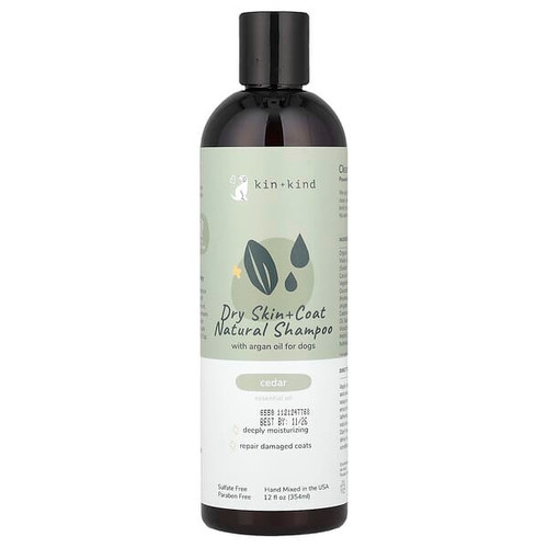 <img alt="Kin+Kind, Dry Skin + Coat Natural Shampoo, For Dogs, Cedar, 12 fl oz (354 ml)" title="Kin+Kind, Dry Skin + Coat Natural Shampoo, For Dogs, Cedar, 12 fl oz (354 ml),854362006558"