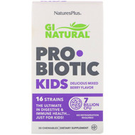 Natures Plus, GI Natural Probiotic Kids, Delicious Mixed Berry Flavor, 7 Billion CFU, 30 Chewables