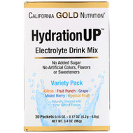 California Gold Nutrition, HydrationUP, Electrolyte Drink Mix, Variety Pack, 20 Packets, 0.15 oz (4.2 g) Each