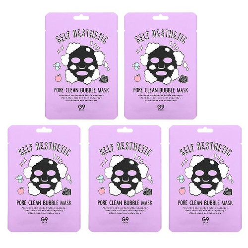 <img alt="G9skin, Self Aesthetic, Pore Clean Bubble Beauty Mask, 5 Sheets, 0.78 fl oz (23 ml) Each" title="G9skin, Self Aesthetic, Pore Clean Bubble Beauty Mask, 5 Sheets, 0.78 fl oz (23 ml) Each,8809211654567"