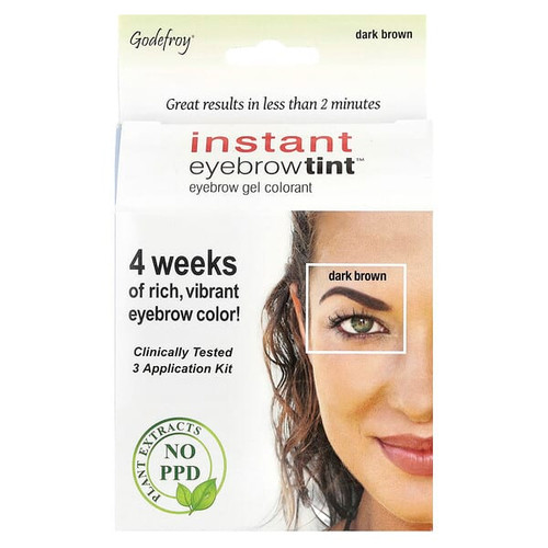 <img alt="Godefroy, Instant Eyebrow Tint, Dark Brown, 3 Application Kit" title="Godefroy, Instant Eyebrow Tint, Dark Brown, 3 Application Kit,186297000944"
