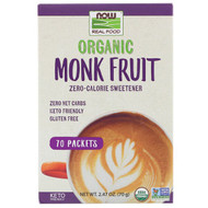 Now Foods, Real Food, Organic Monk Fruit Zero-Calorie Sweetener,  70 Packets, 2.47 oz (70 g)
