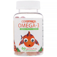 Coromega, Omega-3, Gummy Fruits for Kids, Orange, Lemon, Strawberry, 60 Gummy Fruits
