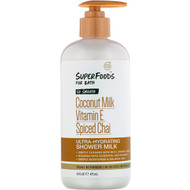Petal Fresh, Pure, SuperFoods For Bath, So Smooth Ultra-Hydrating Shower Milk, Coconut Milk, Vitamin E & Spiced Chai, 16 fl oz (475 ml)