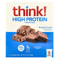 <img alt="Think , High Protein Bars, Brownie Crunch, 5 Bars, 2.1 oz (60 g) Each" title="Think , High Protein Bars, Brownie Crunch, 5 Bars, 2.1 oz (60 g) Each,753656709529"