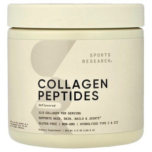 <img alt="Sports Research, Collagen Peptides, Unflavored, 3.9 oz (110.6 g)" title="Sports Research, Collagen Peptides, Unflavored, 3.9 oz (110.6 g),023249012641"
