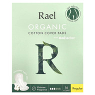 <img alt="Rael, Organic Cotton Cover Pads, Regular, 16 Count" title="Rael, Organic Cotton Cover Pads, Regular, 16 Count,856032008053"