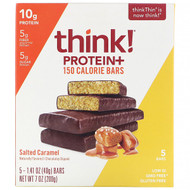 3 PACK of ThinkThin, Protein+ 150 Calorie Bars, Salted Caramel, 5 Bars, 1.41 oz (40 g) Each
