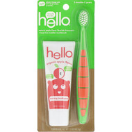 3 PACK of Hello, Natural Apple Flavor Fluoride Free Paste + BPA-Free Toddler Toothbrush, 1.5 oz (42.5 g)