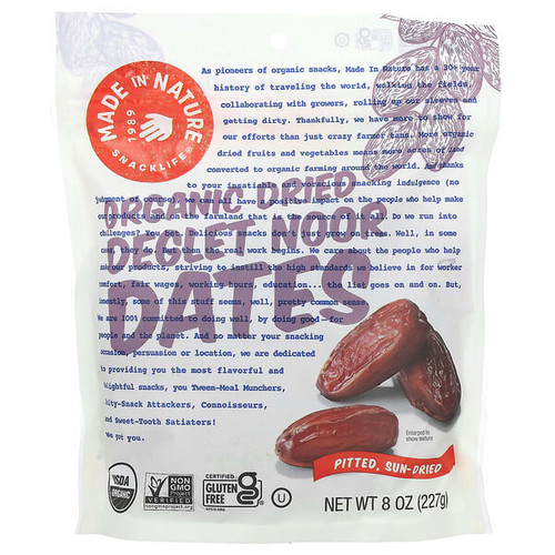 <img alt="Made in Nature, Organic Dried Deglet Noor Dates, Pitted, Sundried, 8 oz (227 g)" title="Made in Nature, Organic Dried Deglet Noor Dates, Pitted, Sundried, 8 oz (227 g),720379505318"