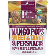3 PACK of Made in Nature, Organic Mango Pops, Sweet & Tangy Supersnacks, 4.2 oz (119 g)