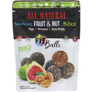 3 PACK of Natures Wild Organic, All Natural, Snacking Fruit & Nut Bites, Fit Balls, Figs + Walnuts + Chia Seeds, 5.1 oz (144 g)
