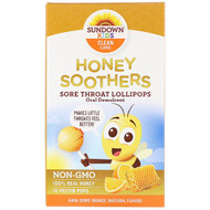 3 PACK of Sundown Naturals Kids, Honey Soother, Sore Throat Lollipops, Aww-Some Orange, 10 Pectin Pops
