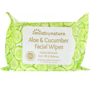 3 PACK of Mild By Nature, Aloe & Cucumber Facial Wipes, Biodegradable, 30 Pre-Moistened Towelettes