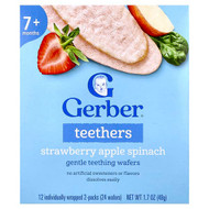 <img alt="Gerber, Teethers, Gentle Teething Wafers, 7+ Months, Strawberry Apple Spinach, 12 Individually Wrapped 2-Packs, 0.14 oz (4 g) Each" title="Gerber, Teethers, Gentle Teething Wafers, 7+ Months, Strawberry Apple Spinach, 12 Individually Wrapped 2-Packs, 0.14 oz (4 g) Each,015000049645"