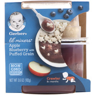 3 PACK of Gerber, Lil' Mixers, 8+ Months, Apple Blueberry With Puffed Grain, 3.6 oz (102 g)