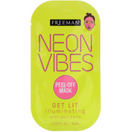 3 PACK of Freeman Beauty, Neon Vibes, Get Lit, Illuminating Peel-Off Mask, 0.33 fl oz (10 ml)