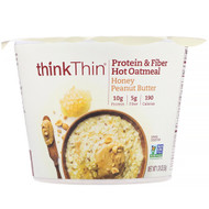 3 PACK of ThinkThin, Protein & Fiber Hot Oatmeal, Honey Peanut Butter, 1.76 oz (50 g)