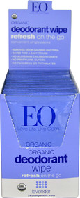EO Essential Oil Products Organic Deodorant Wipe Lavender -- 24 Wipes