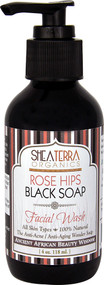 Shea Terra Organics Facial Wash Rose Hips Black Soap -- 4 oz