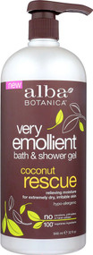 Alba Botanica Very Emollient Bath and Shower Gel Coconut Rescue -- 32 fl oz