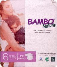 Bambo Nature Baby Diapers Stage 6 - 33 to 66 lbs -- 22 Diapers