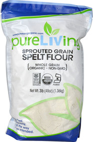3 PACK of Pure Living Organic Sprouted Grain Spelt Flour -- 3 lbs