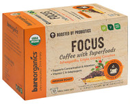 3 PACK of BareOrganics Functional Coffee Single Serve Focus -- 12 Single-Serve Cups
