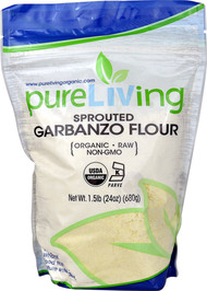3 PACK of Pure Living Organic Sprouted Garbanzo Flour -- 1.5 lbs