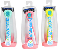 3 PACK of Preserve Razor Shave 5 System for Women Pink Mint Yellow -- 1 Razor