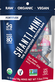 3 PACK of Shanti Bar Organic 5 G Protein MINI Bars Gluten Free Nut Butter Chocolate Chip Maca -- 12 Mini Bars
