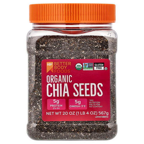 <img alt="BetterBody Foods, Organic Chia Seeds, 20 oz (567 g)" title="BetterBody Foods, Organic Chia Seeds, 20 oz (567 g),897922002072"