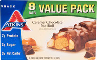 3 PACK of Atkins Snack Bar Value Pack Caramel Chocolate Nut Roll -- 8 Pack