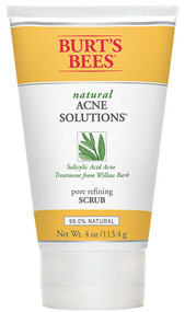 3 PACK of Burts Bees Natural Acne Solutions Pore Refining Scrub Exfoliating Face Wash for Oily Skin -- 4 oz
