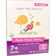 3 PACK of Amara Organic Baby Food Applesauce with Maqui Berry -- 5 Pouches