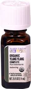 3 PACK of Aura Cacia Organic Pure Essential Oil Ylang Ylang Complete -- 0.25 fl oz