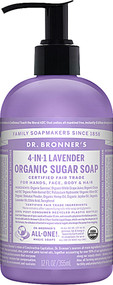 3 PACK of Dr. Bronner's Organic 4-in-1 Pump Soap Sugar Lavender -- 12 fl oz