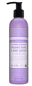 3 PACK of Dr. Bronner's Hand & Body Organic Lotion Lavender Coconut -- 8 fl oz