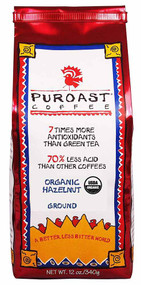 3 PACK of Puroast Organic Low Acid Ground Coffee Hazelnut -- 12 oz