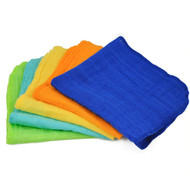3 PACK of Green Sprouts Muslin Face Cloths made from Organic Cotton (5pk)-Blue Set-12" x 12" -- 5 Pack