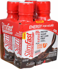 3 PACK of SlimFast Advanced Energy Shake RTD Rich Chocolate -- 4 Bottles