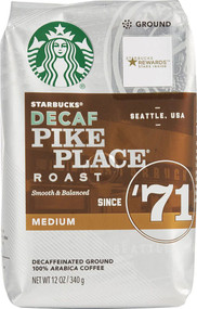 3 PACK of Starbucks Ground Coffee Decaf Medium Roast Pike Place Roast -- 12 oz